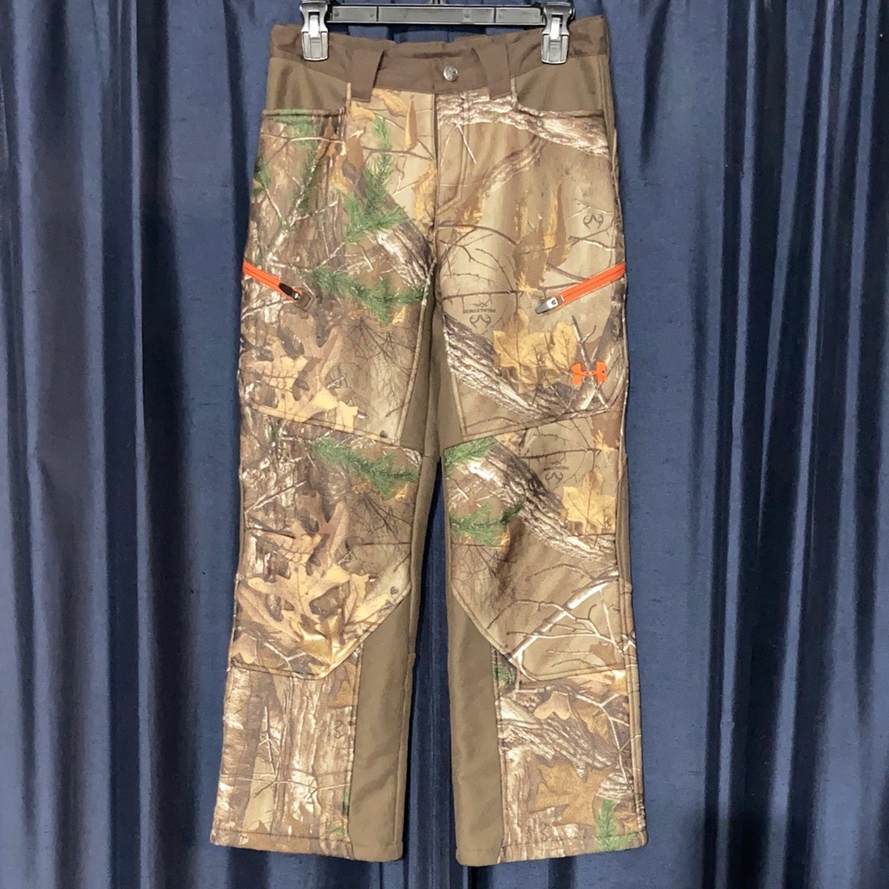 Youth Under Armour Storm Coldgear Realtree Camouflage Fleece Lined Hunting Pants